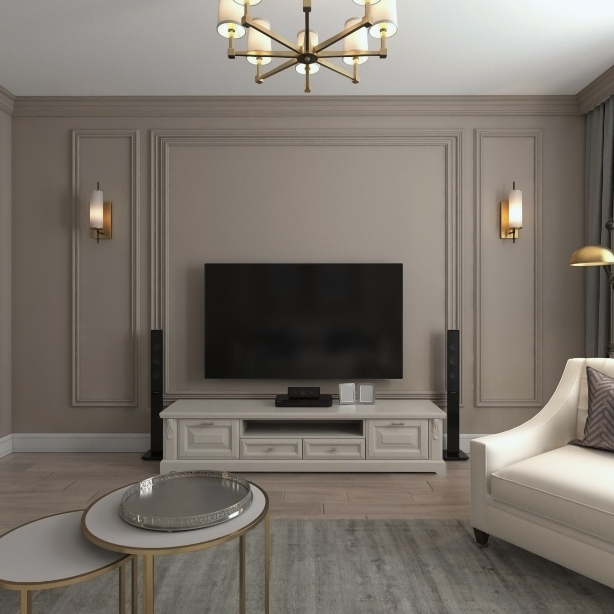 Молдинги в гостиной