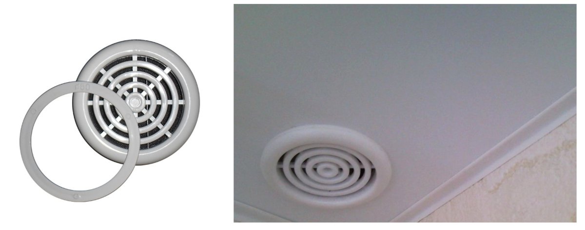 Вентиляционное отверстие в натяжном потолке 50 мм
