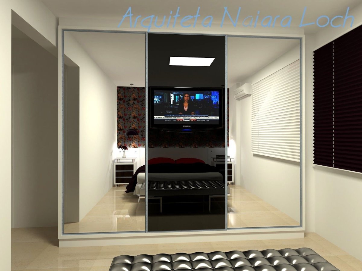 Гардеробная с телевизором в спальне