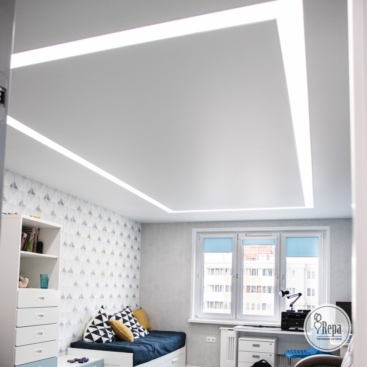 Освещение в детской с натяжными потолками