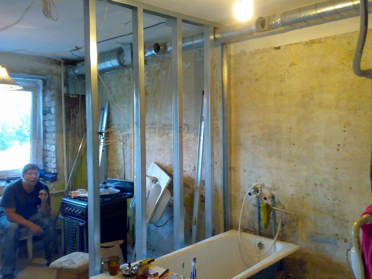 Перегородка в ванной из гипсокартона