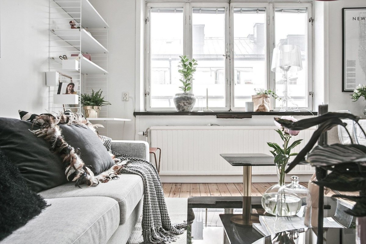 Подоконник в скандинавском интерьере