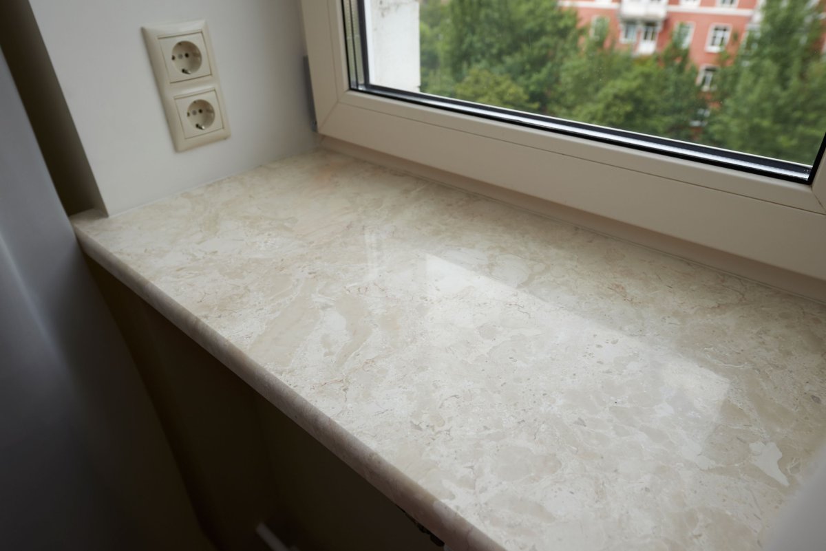 Дарк подоконник бежевый мрамор