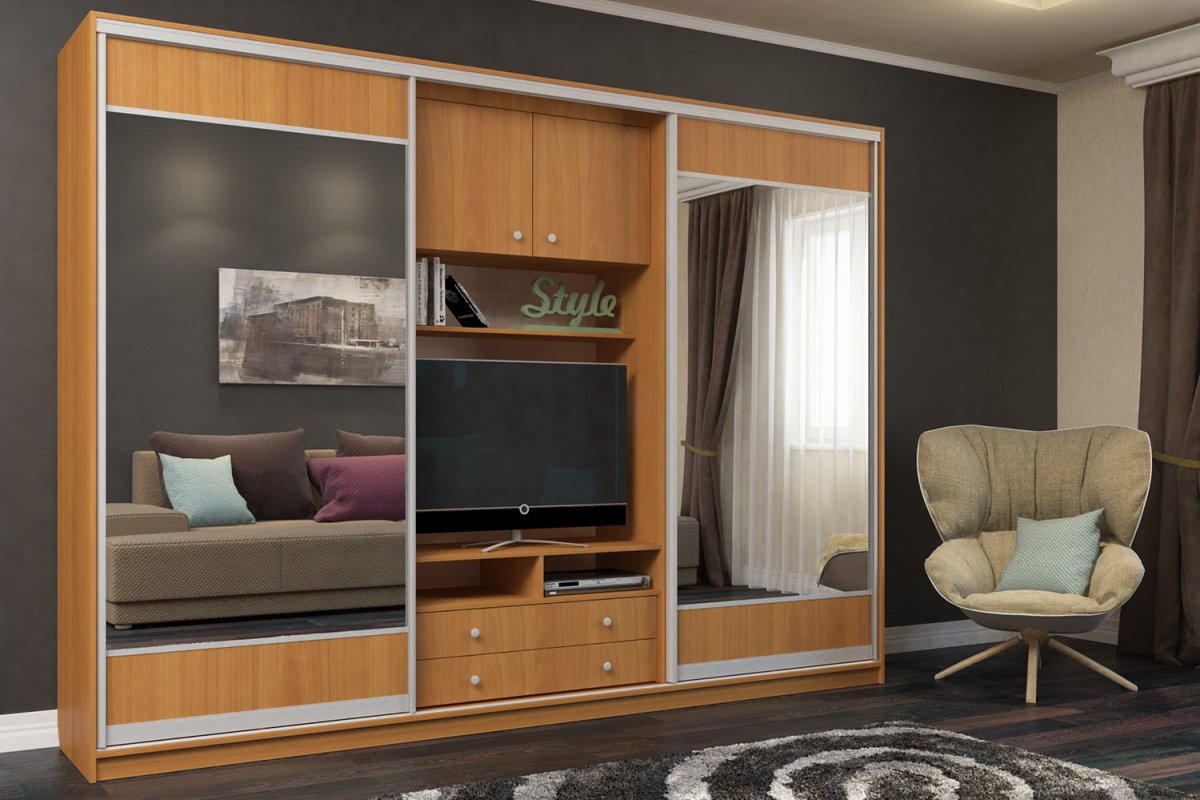 Шкаф купе с нишей под ТВ Валерия 2800