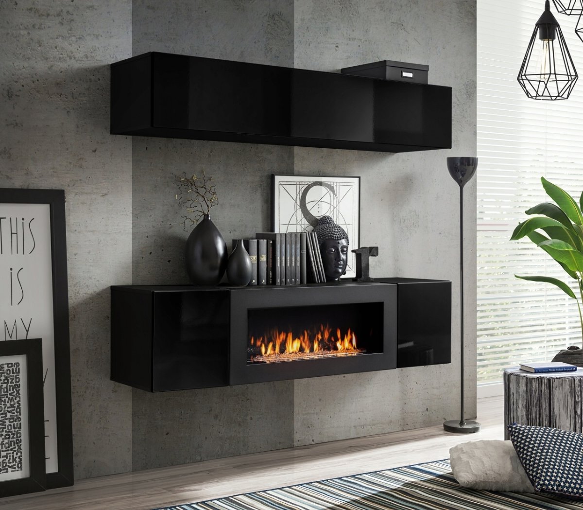 Стенка с камином в гостиную