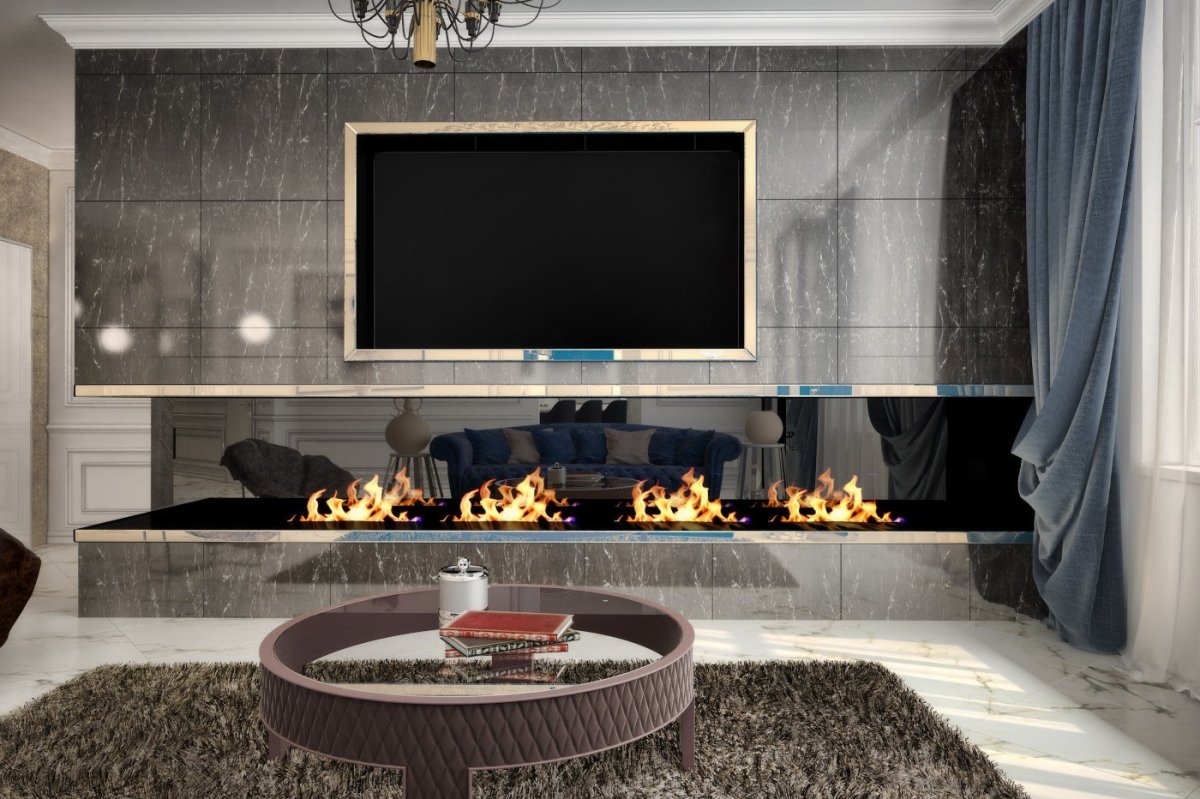 Встроенный камин в стиле арт деко