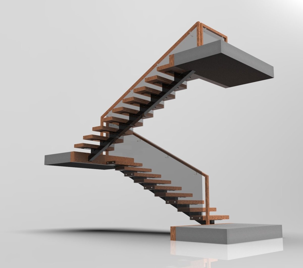 Металлокаркас лестницы монокосоур