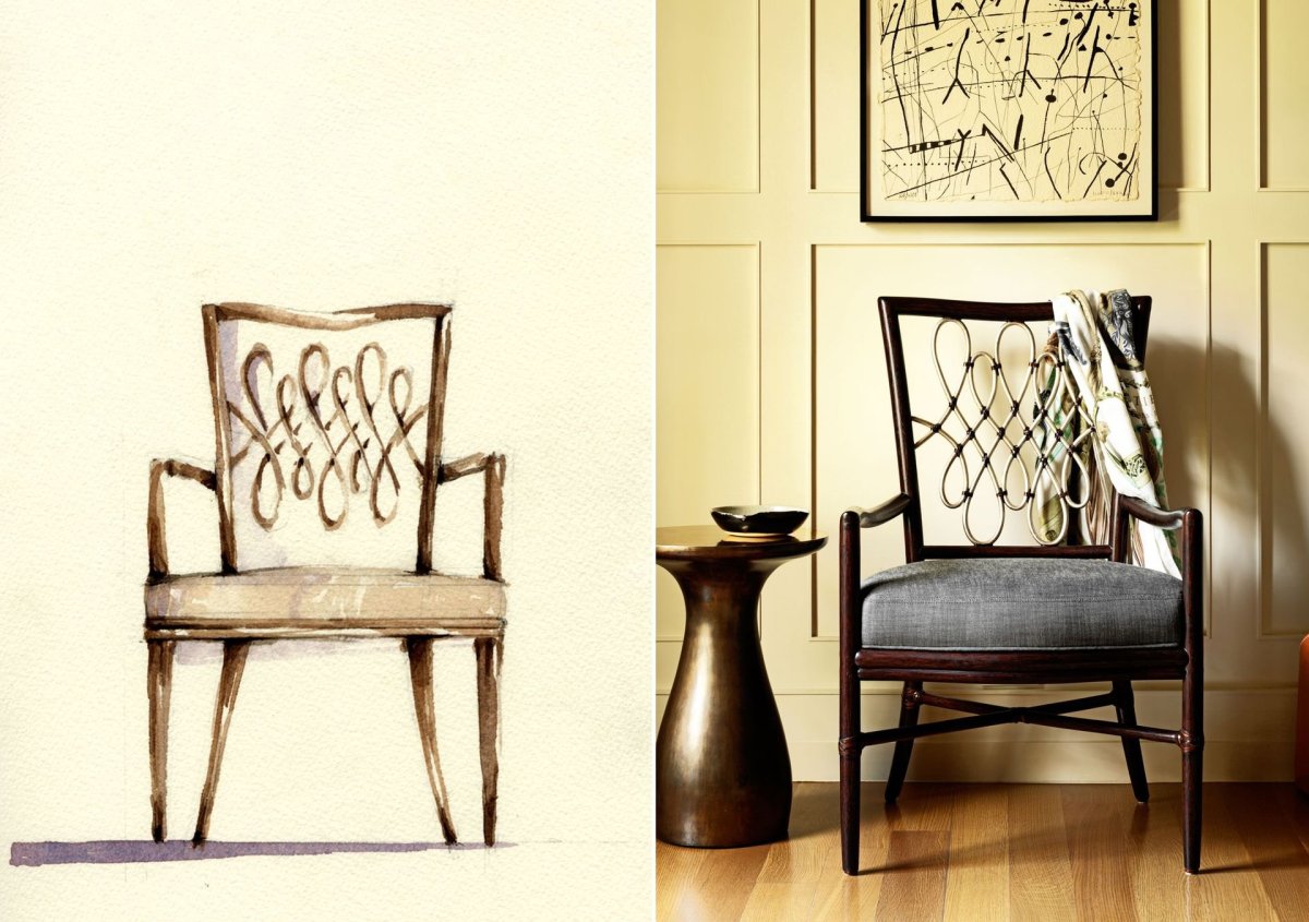 Стул в интерьере скетч