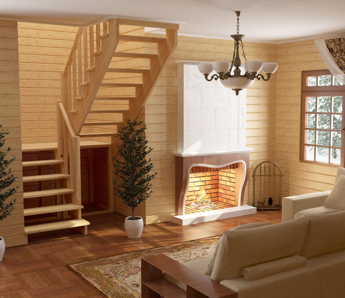 Лестница к-004м 1 п с подступенками сосна 7 уп