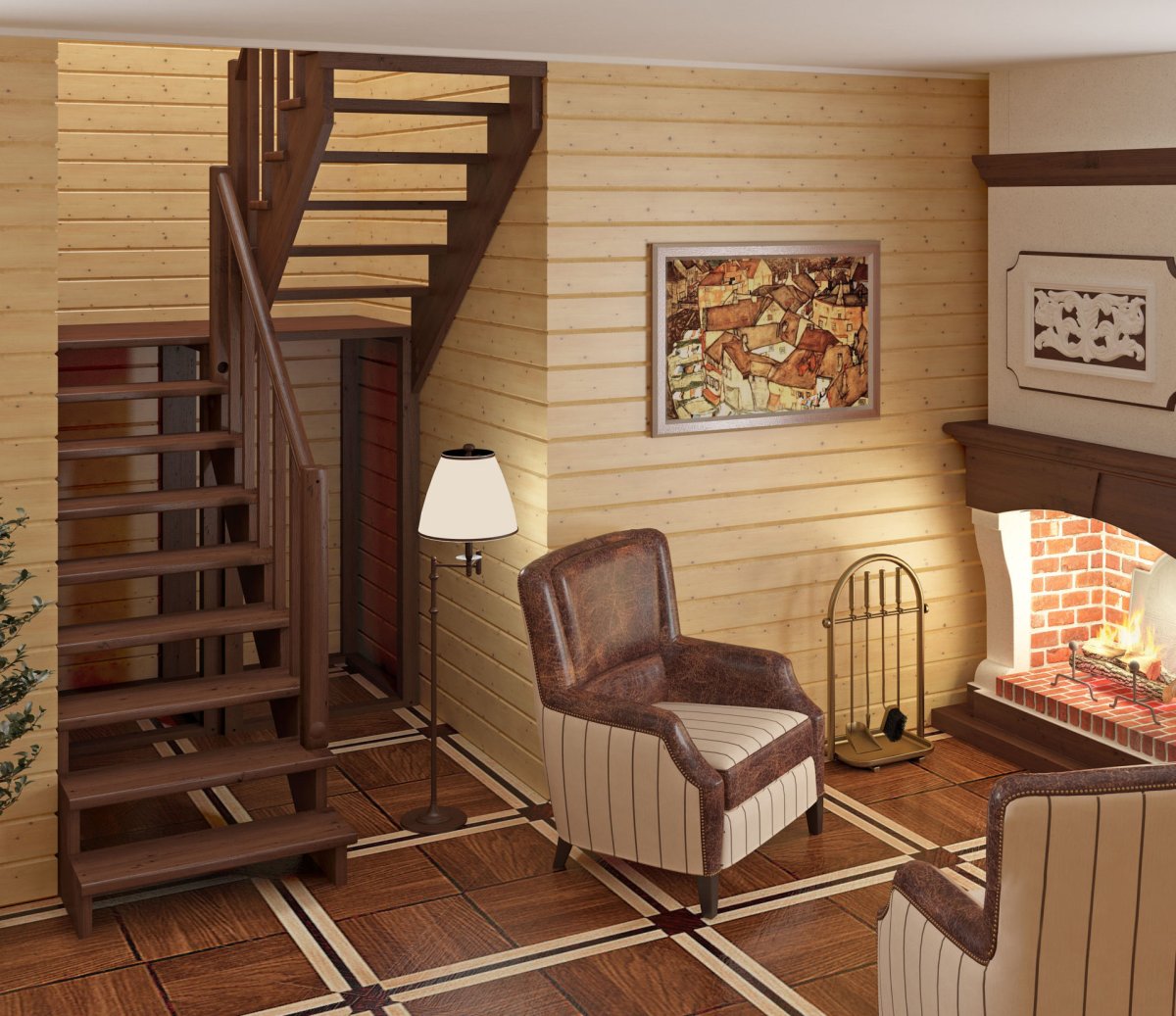 Лестница из сосны к-004м