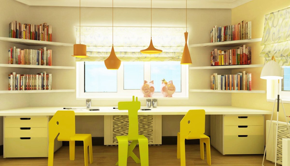 Стол для двоих детей у окна