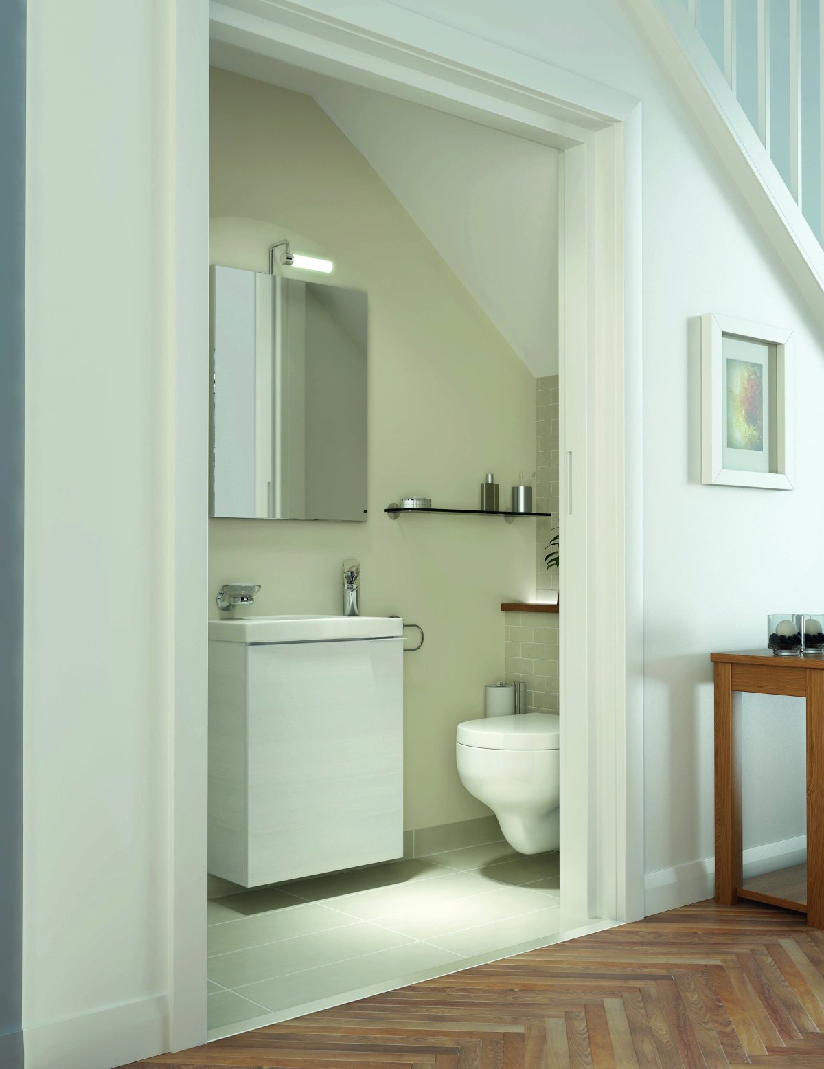 Санузел под лестницей