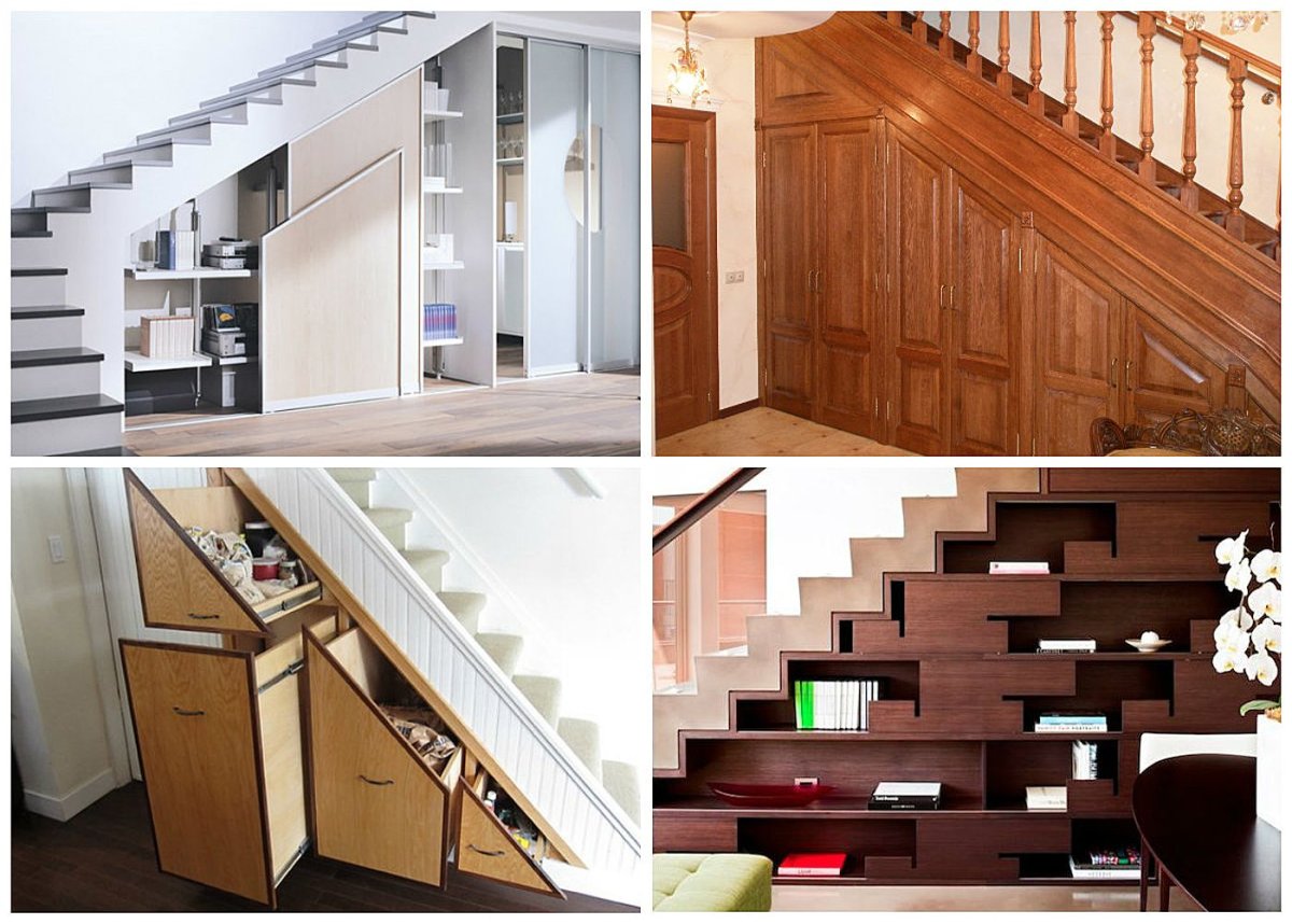 Шкаф под лестницей в частном доме