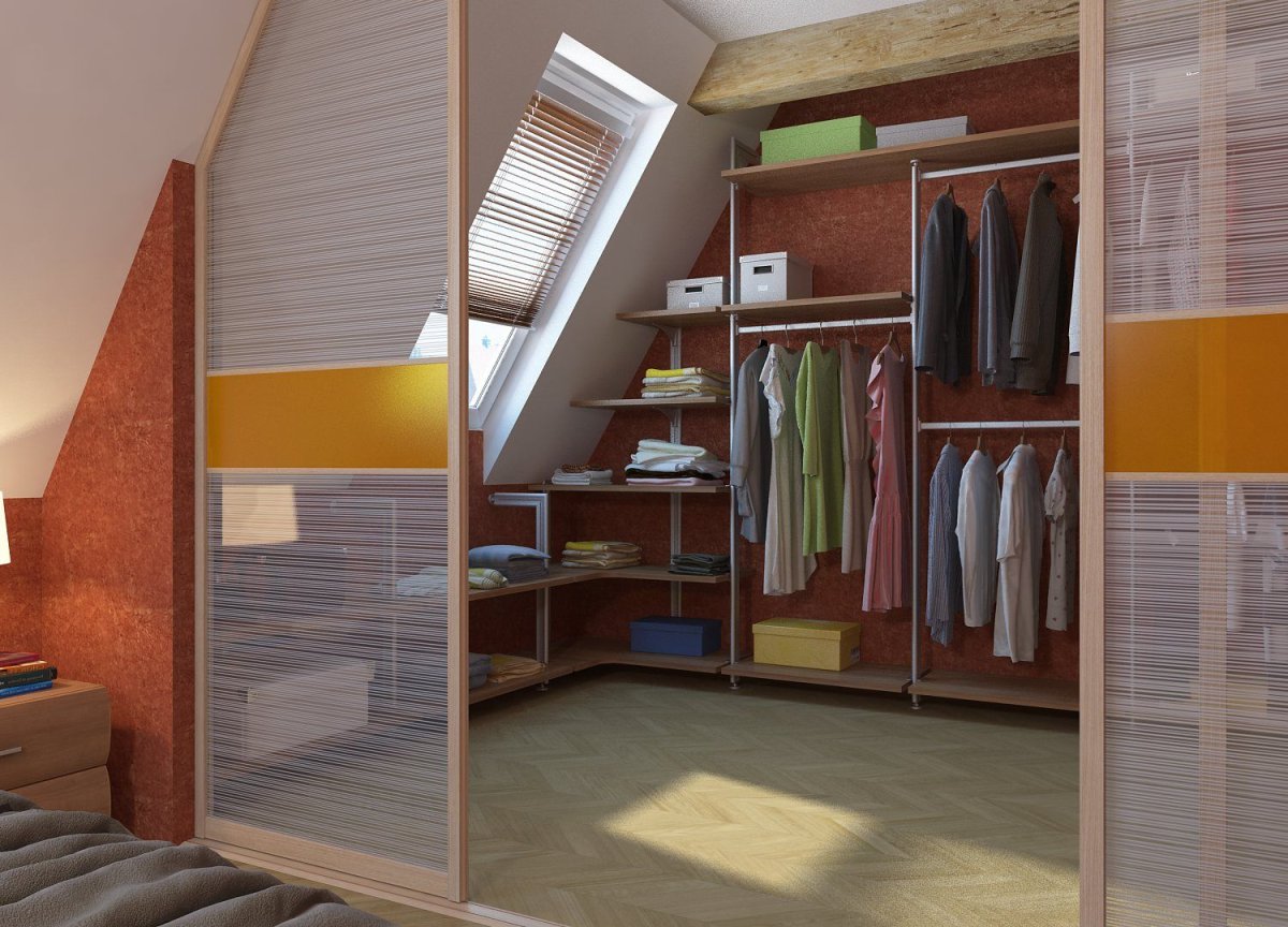 Гардеробные на мансардном этаже