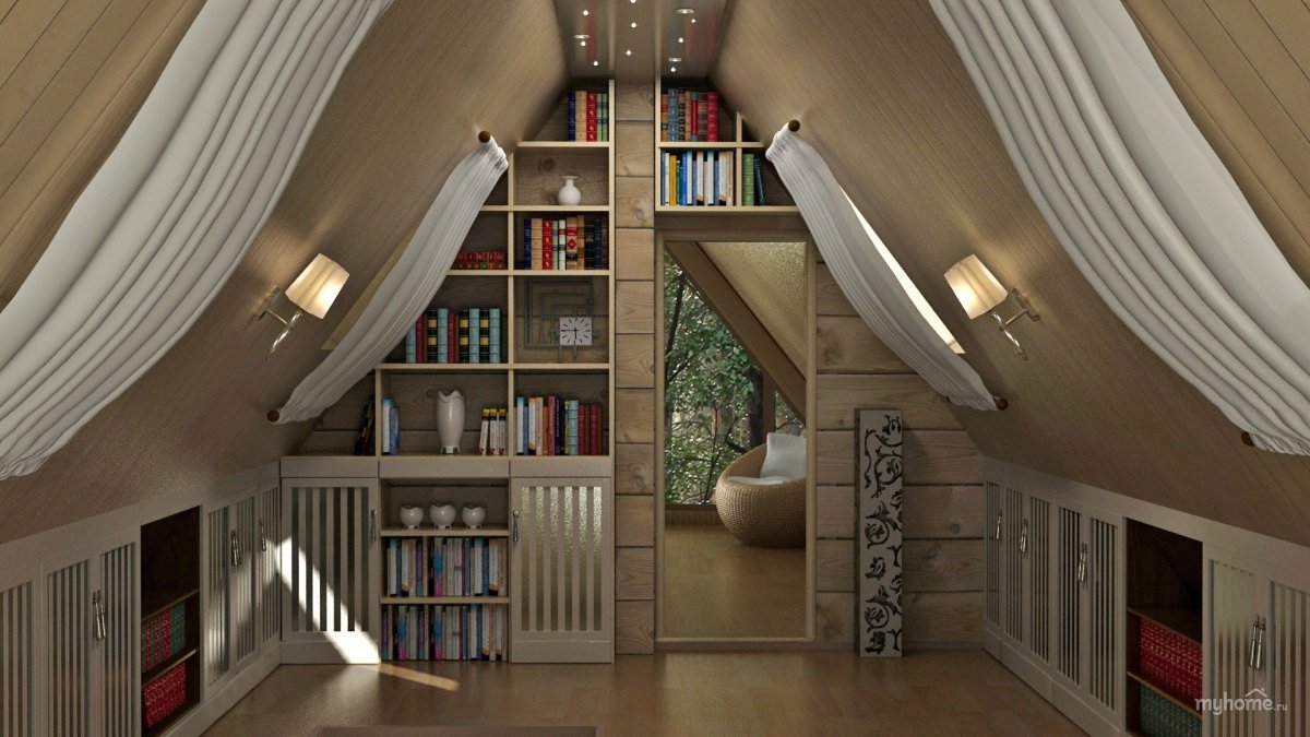 Стеллаж на мансарде