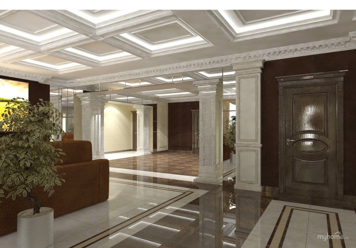 Холл с колоннами в классическом стиле