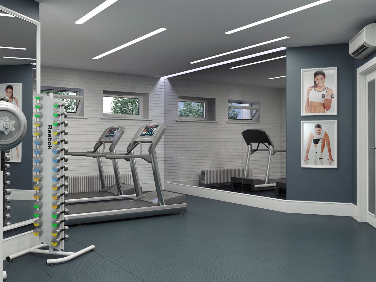 Интерьер спортивного зала в частном доме