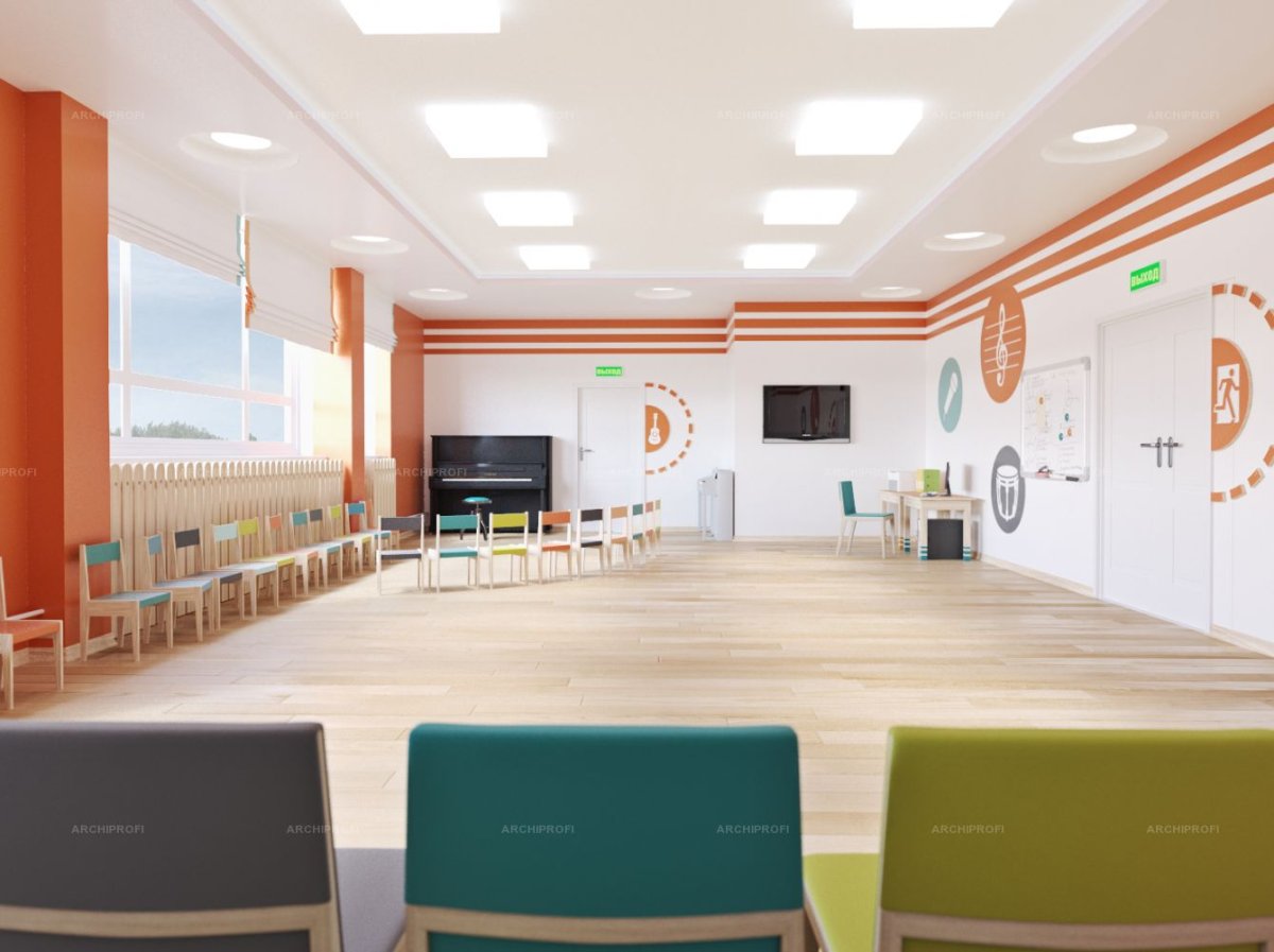 Современный актовый зал в детском саду