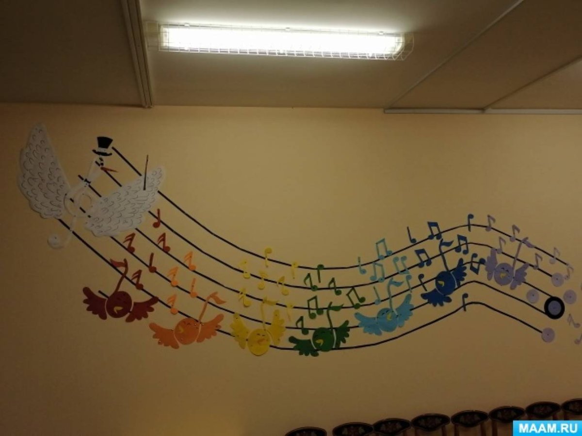 Украшение стен в музыкальном зале