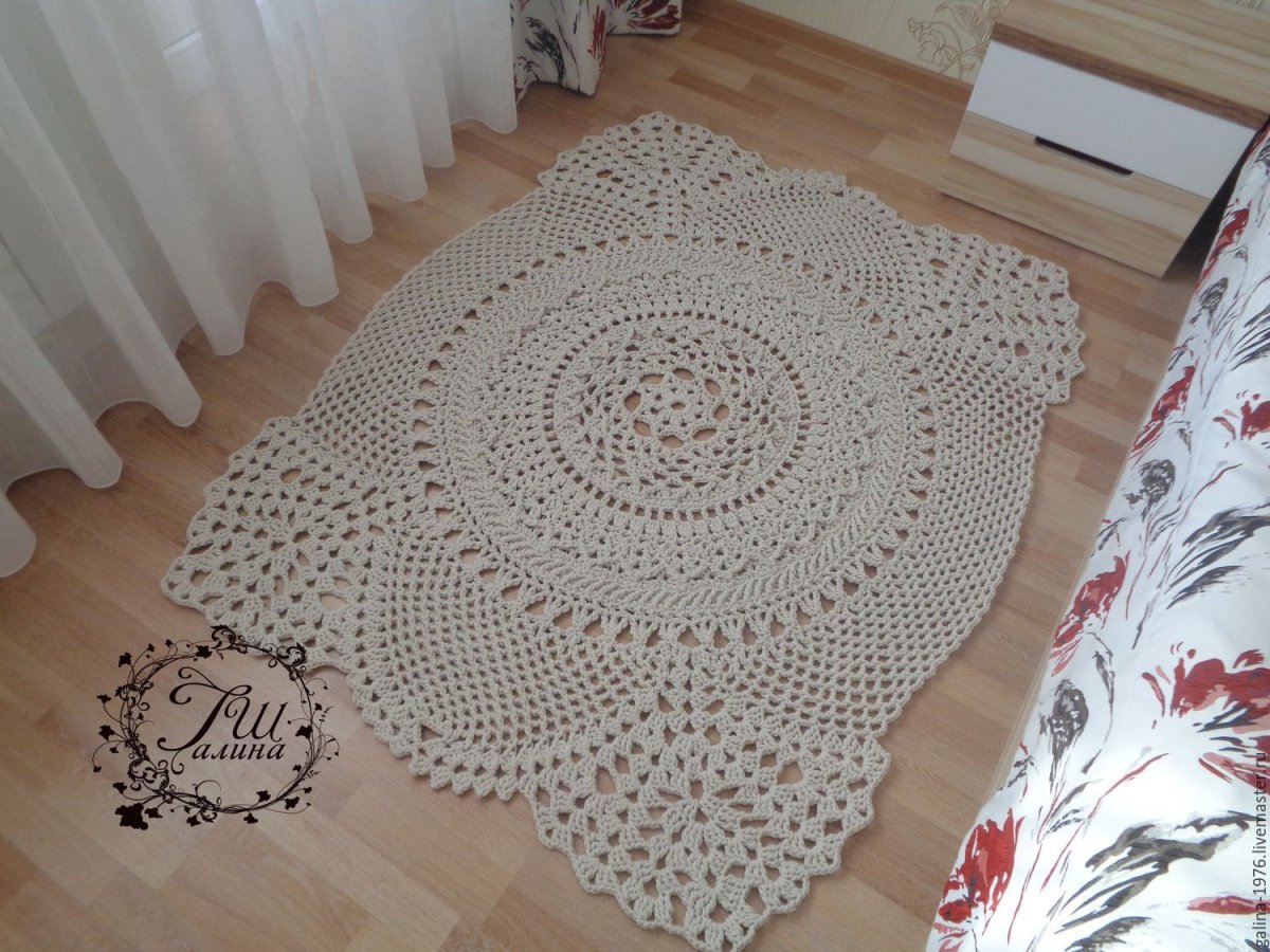 Ковер из хлопкового шнура крючком