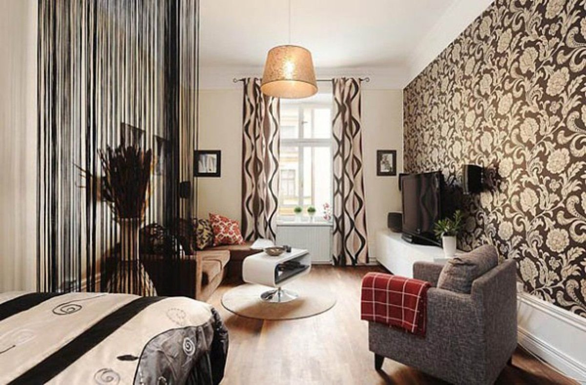 Сочетание обоев в однокомнатной квартире
