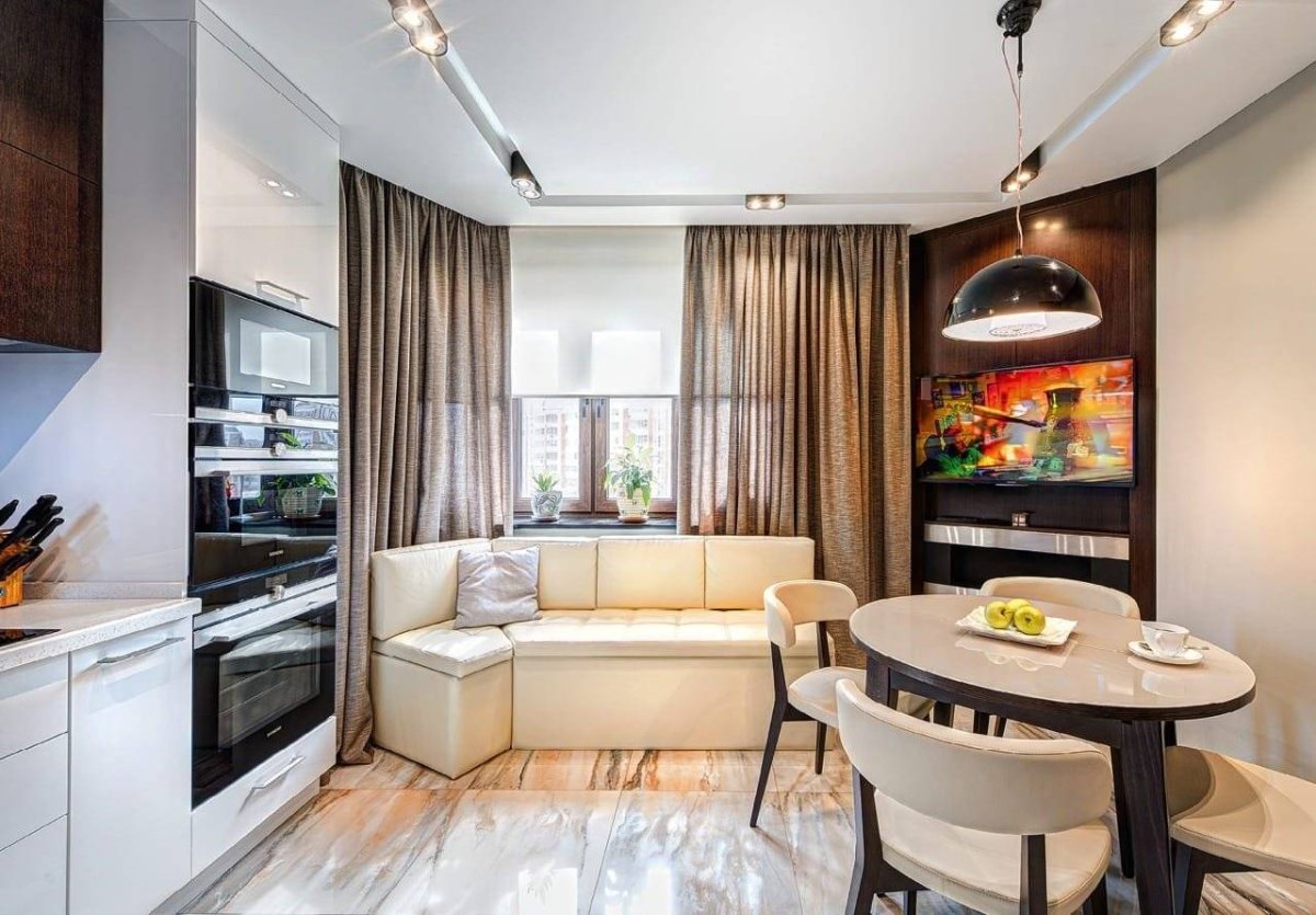 Интерьер кухни гостиной 11кв