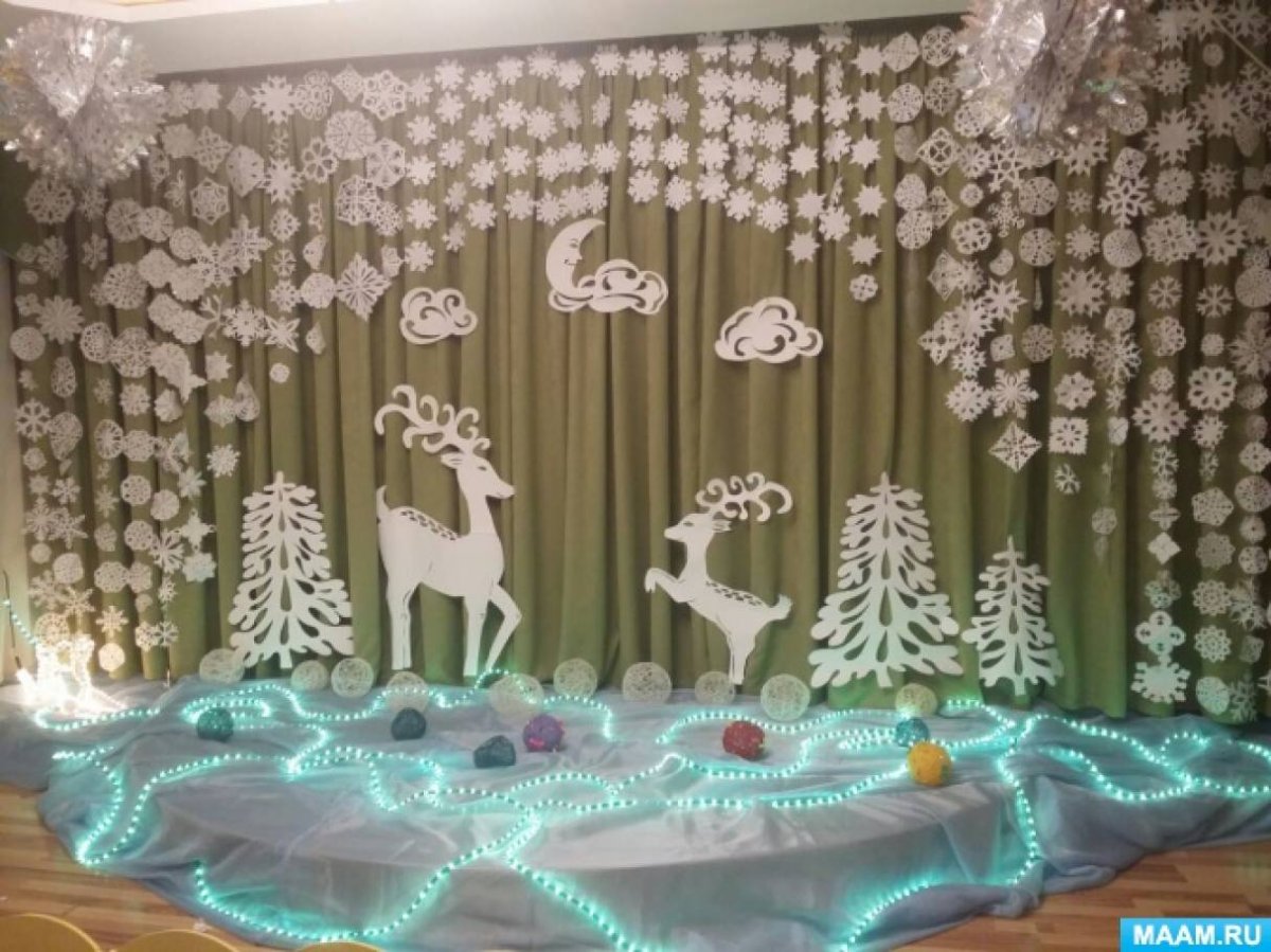 Украшение зала на новый год