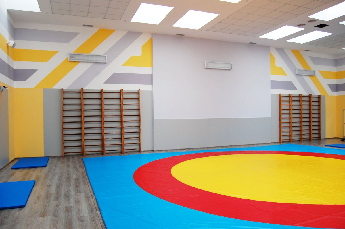 Интерьер спортзала в школе