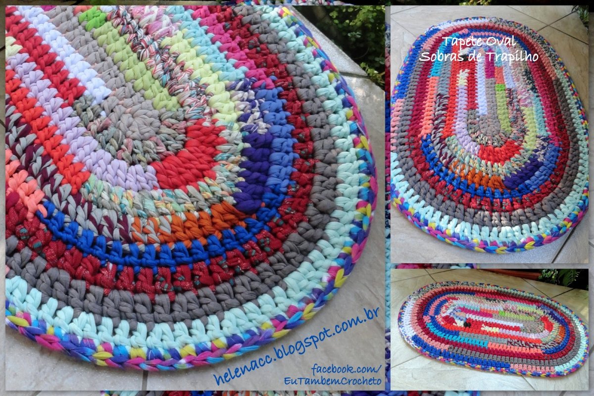 Овальный коврик из трикотажной пряжи