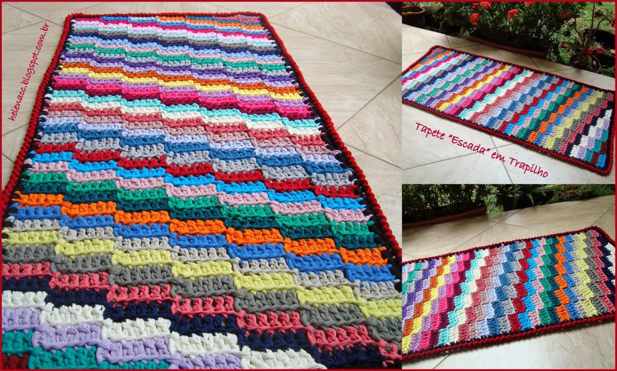 Прямоугольный коврик из старых вещей