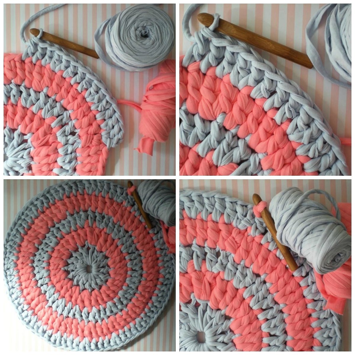 Коврик из футболок крючком