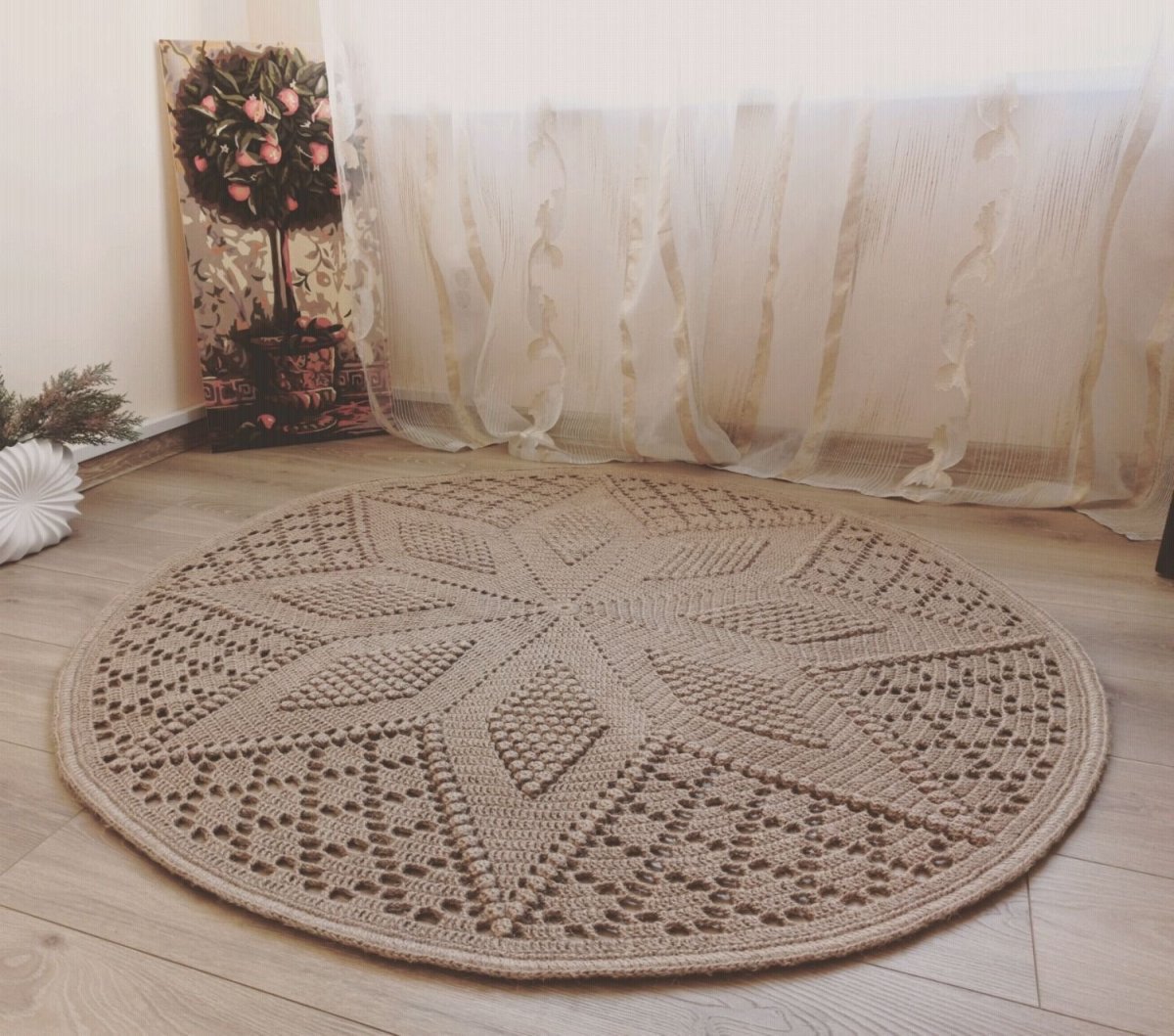 Вязаные коврики из джута