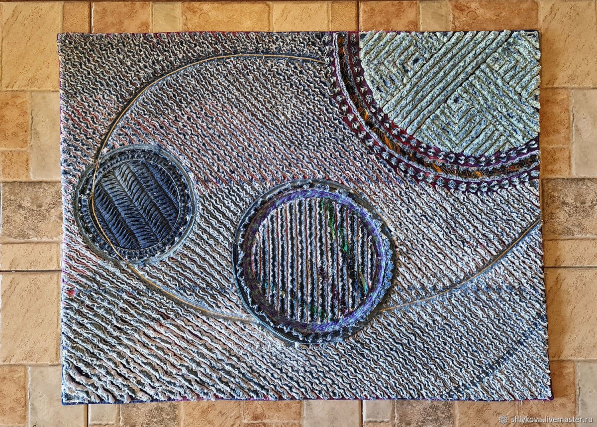 Коврик из джинсовых полосок