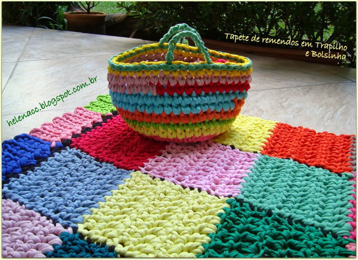 Коврик из тряпочек крючком