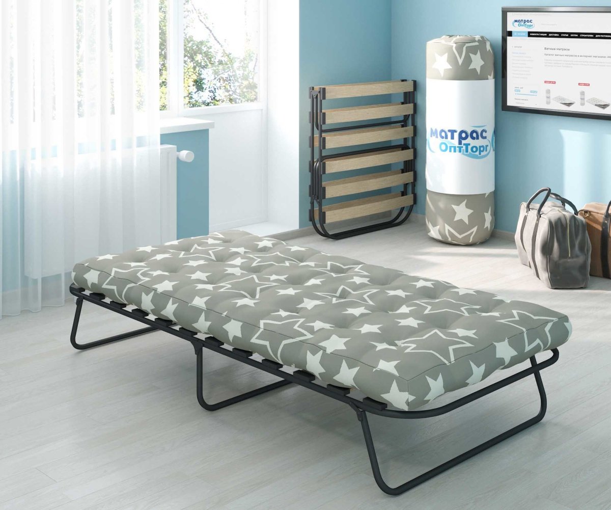 Раскладушка паркус с матрасом тик