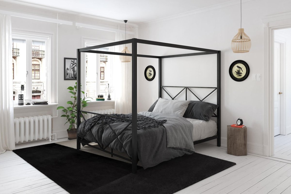 Кровати в стиле лофт из металла с балдахином