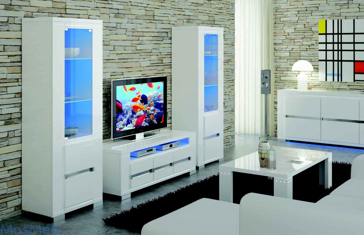 Гостиная Диамант белый глянец