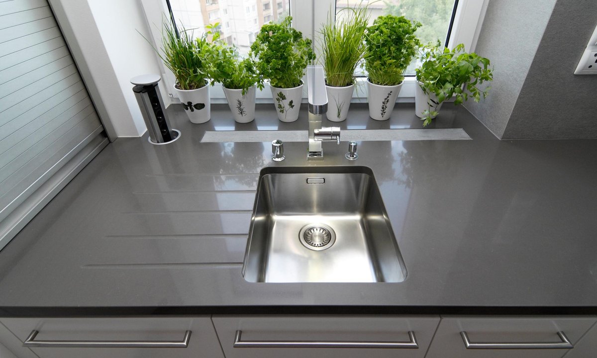 Интегрированная мойка кварц нержавейка