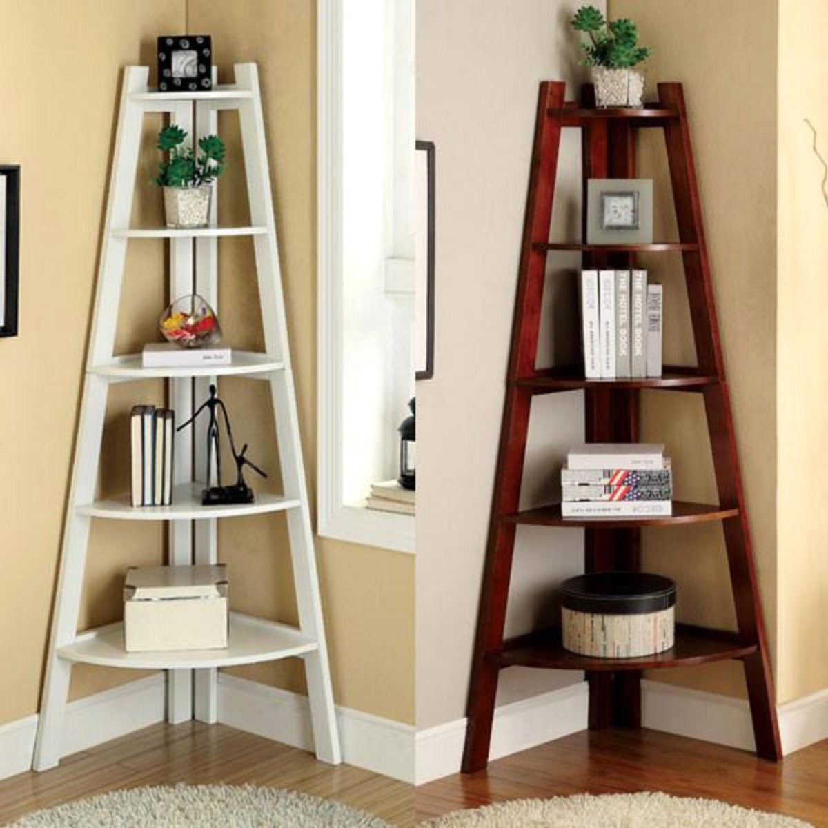 Угловой стеллаж лесенкой