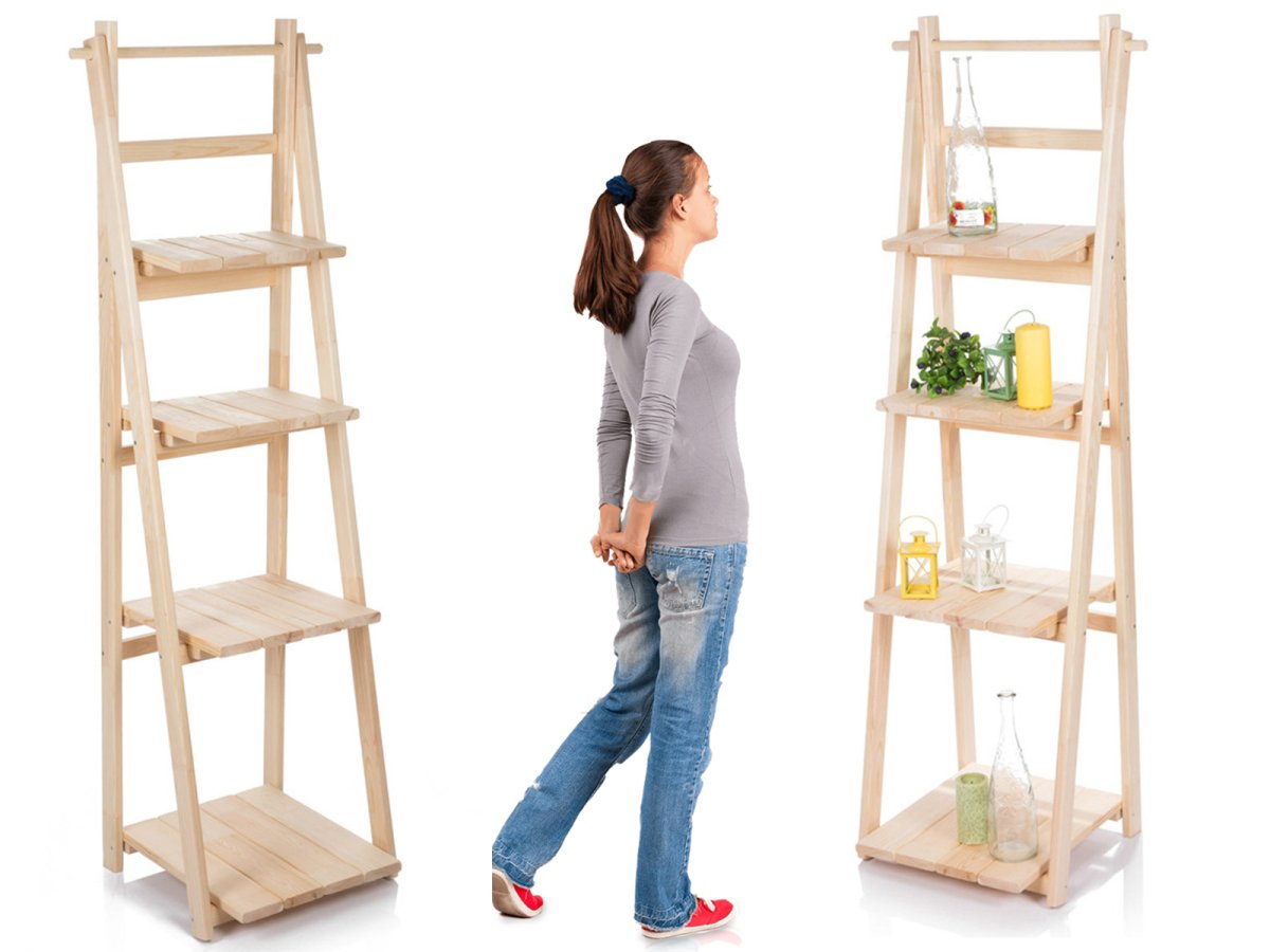 Стеллаж лестница деревянный