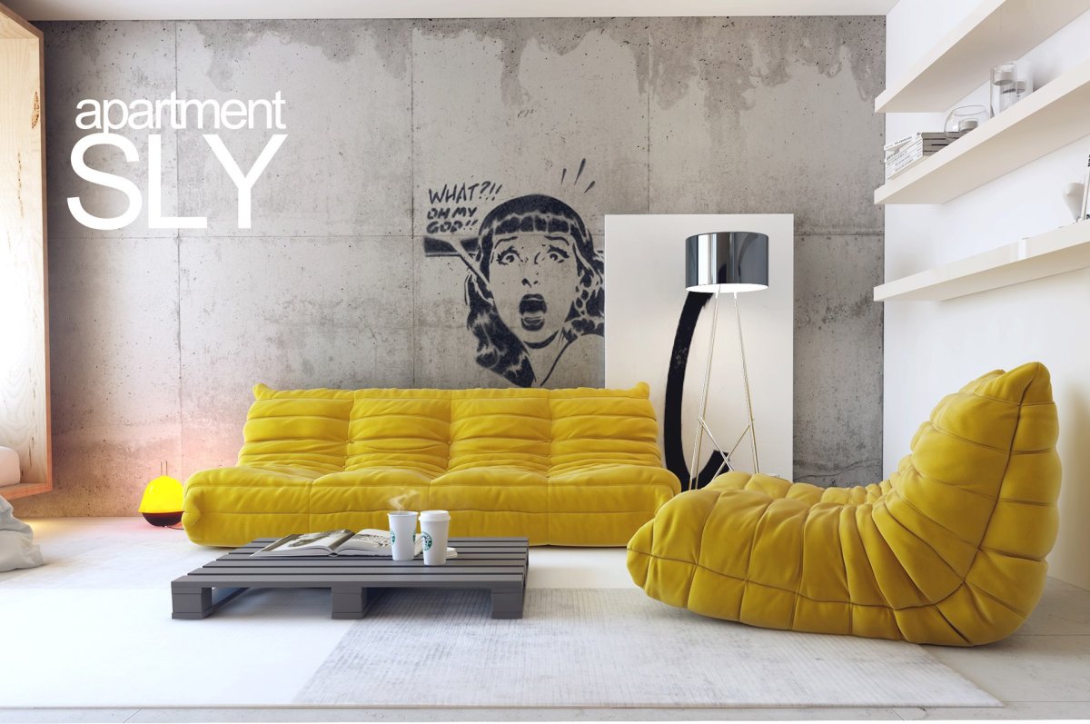 Диван лофт желтый