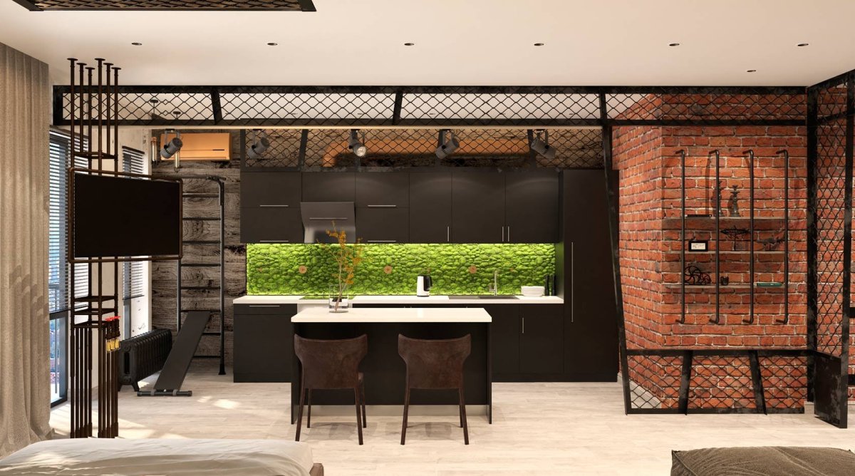 Рабица в интерьере