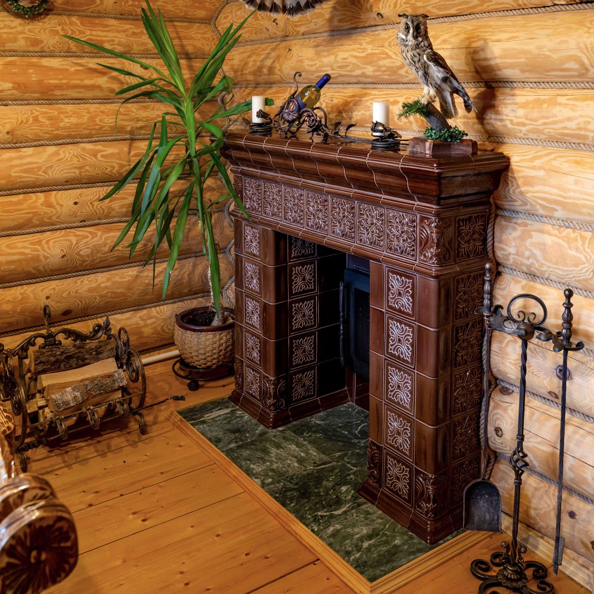 Отделка камина в бане