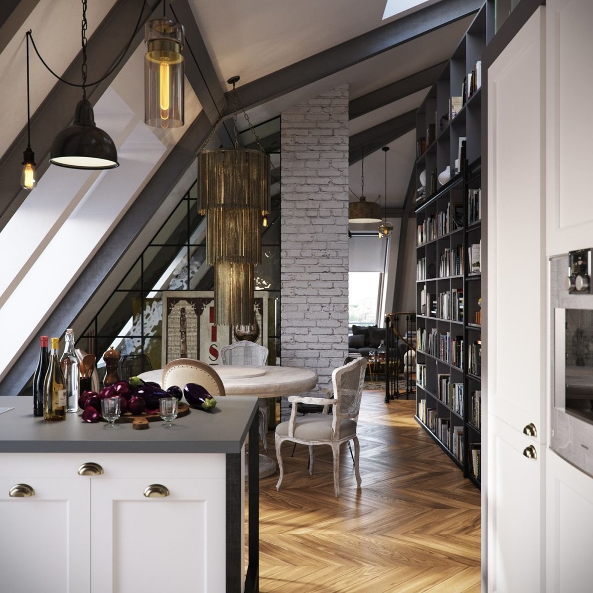 Лофт на мансарде интерьер