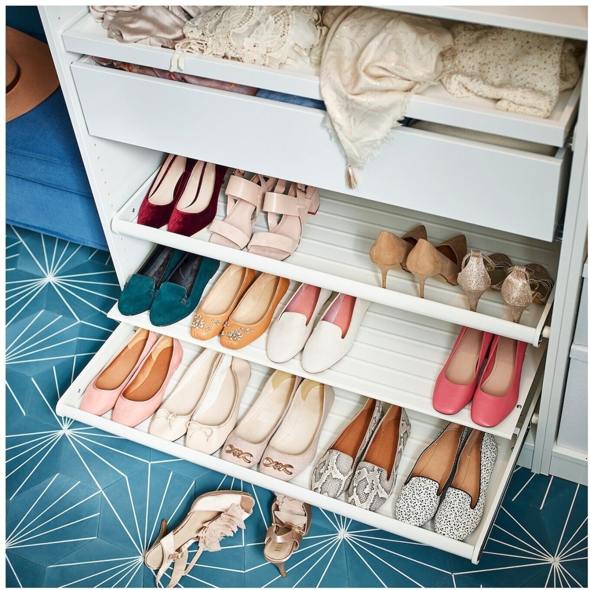 Komplement комплимент выдвижная полка д/обуви, белый100x58 см