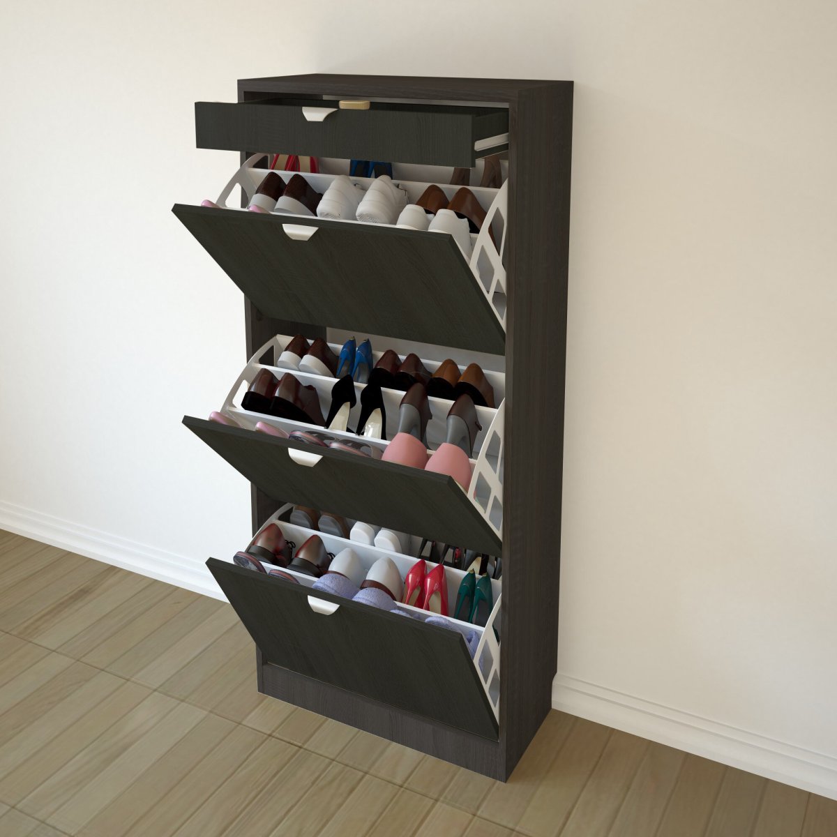 Фасад выдвижного ящика закрытой обувницы 9x59x1.6 cм цвет венге