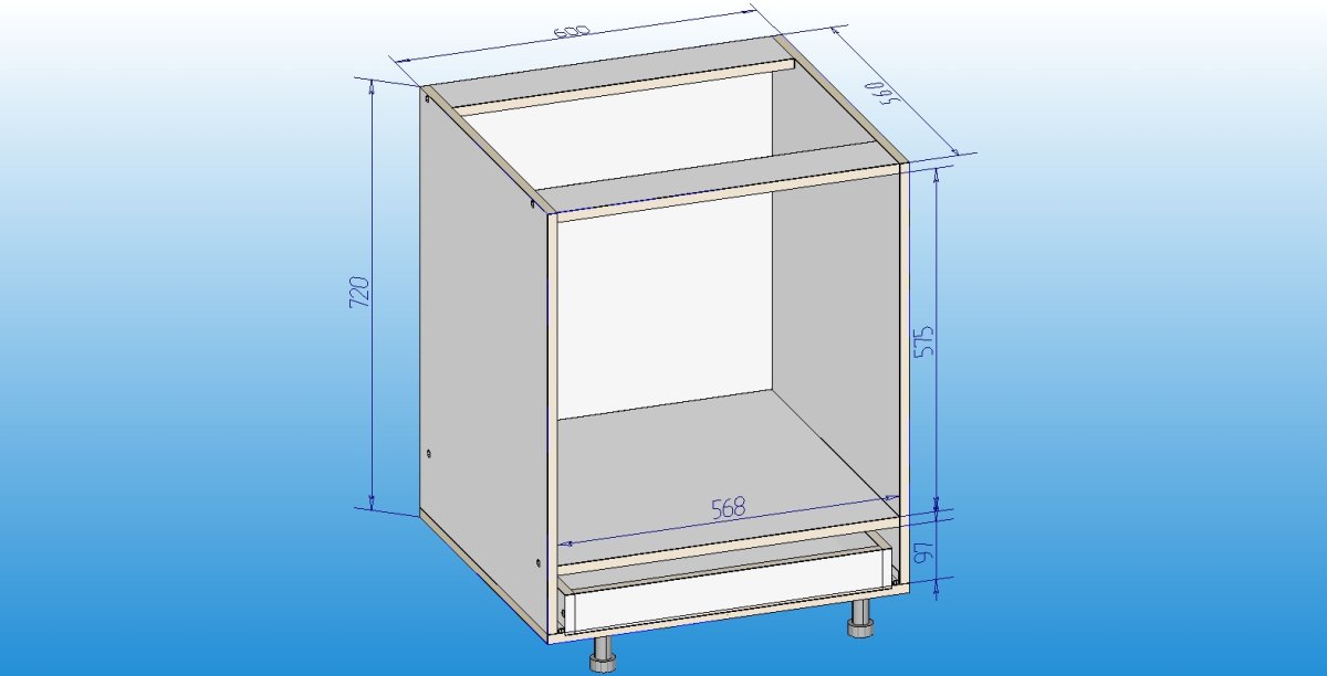 Чертеж тумбы под духовой шкаф 600 мм