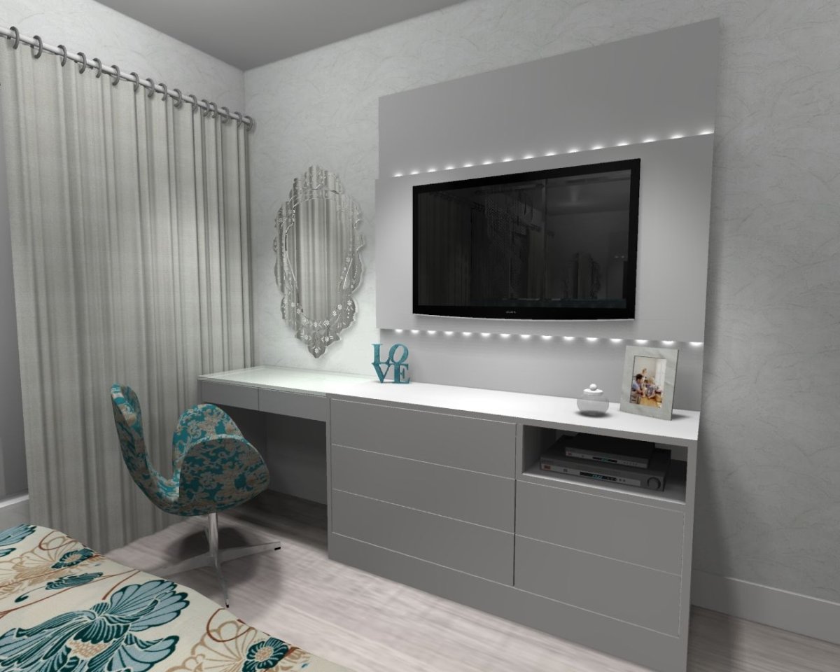 Спальня с телевизором и туалетным столиком