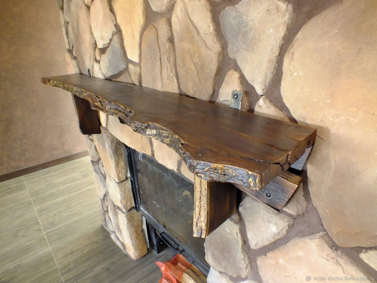 Полка каминная деревянная