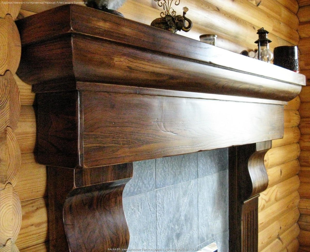 Каминная полка из массива